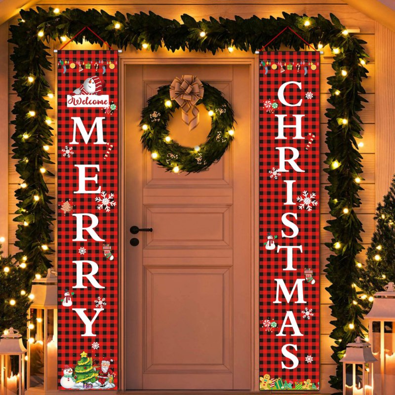 Merry Christmas Banner Door Wall Hanging Curtain Banners Party Home ...