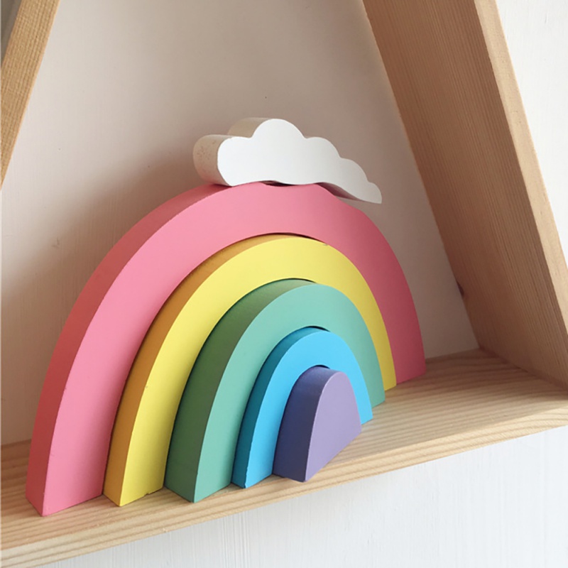 wooden rainbow stack