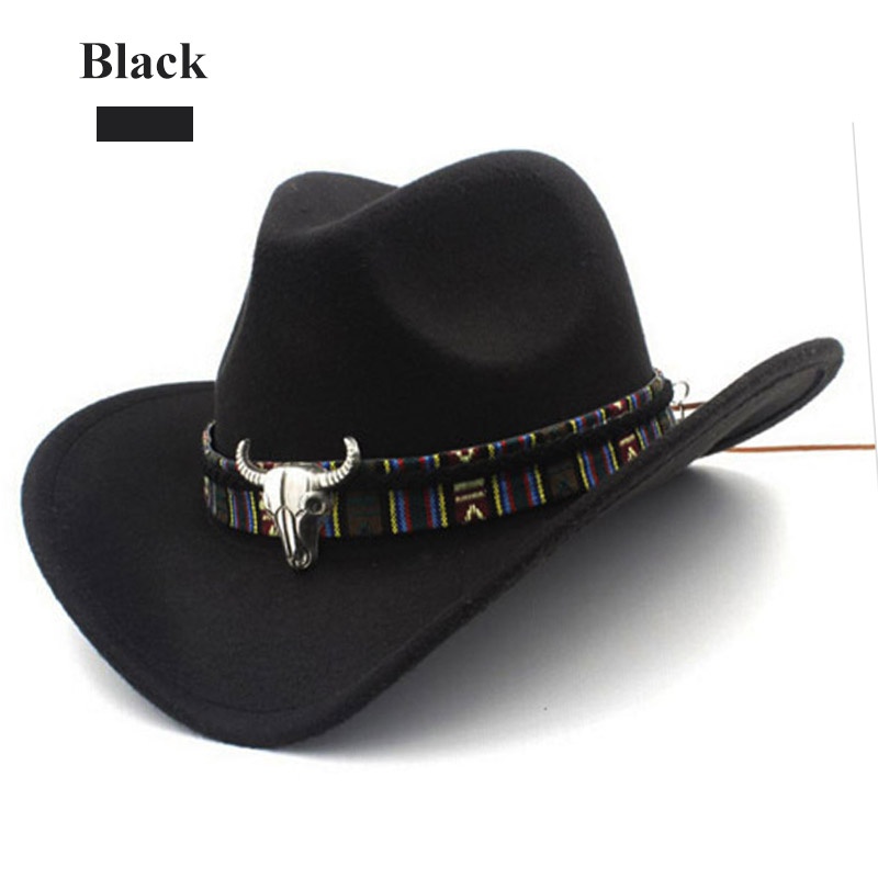 Unisex Wool Felt Cowboy Hat Wide Brim 